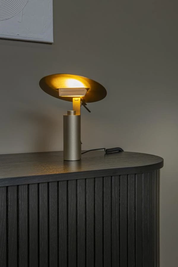 Lucide Premium FITS - Table lamp - Ø 20 cm - LED - 1x7W 3000K - Matt Gold / Brass - atmosphere 1